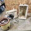 Singer open arm sewing machine, slow cooker