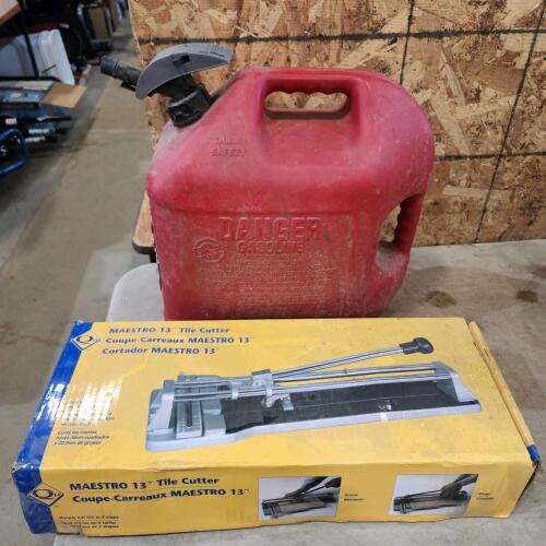 Tile cutter, gas can