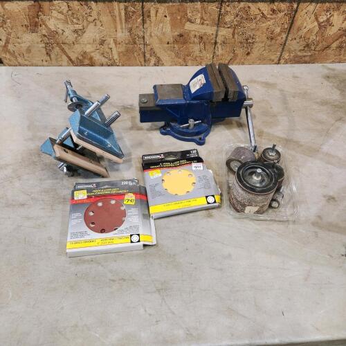 4" Swivel vice, sanding drums, wood vice, etc.