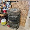14" Mag rims tires shot & storage cart