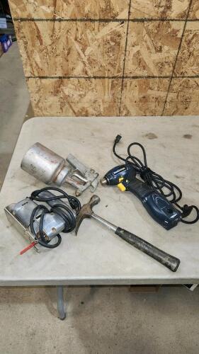 Paint sprayer, jigsaw, drill