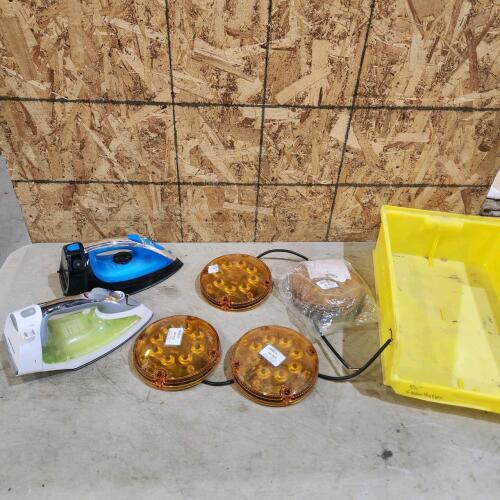 7" Strobe lights & 2 irons