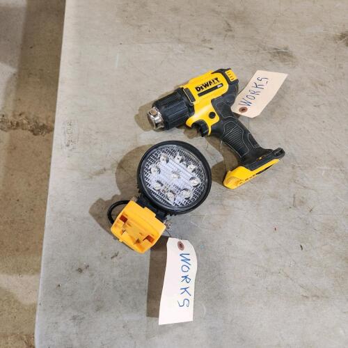 20V Dewalt heat gun, LED light no batteries or charger