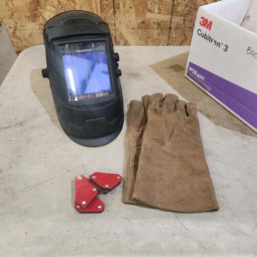 Auto darkening welding helmet & gloves