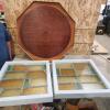 Crokinole board no buttons, 21" stained glass windows
