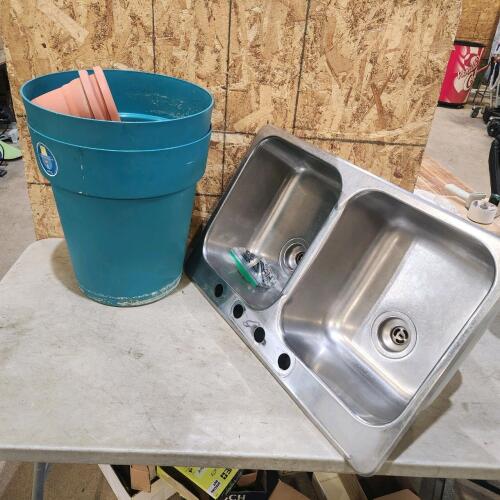 Double stainless sink 31"L 18"W 8"D, plastic planters