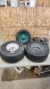 Wheelbarrow wheel and rims, riding mower wheels weather checked
