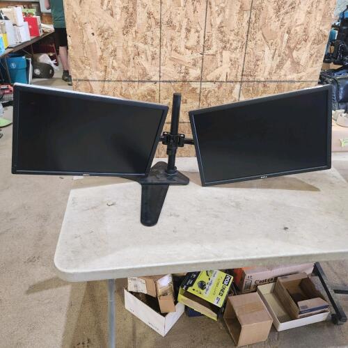 2 24" Dell monitors on stand
