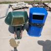 Wheelbarrow & plastic garbage can