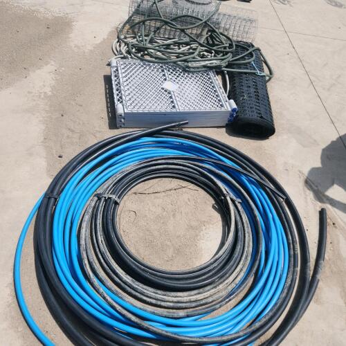 Plasic pet penning, snow fence, garden hoses, 1" pex & plastic lines, fencing
