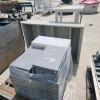Various sized plastic tubs, steel shelf & table - 2