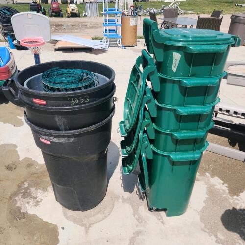 Various garbage cans no lids