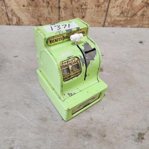 Vintage metal coin bank