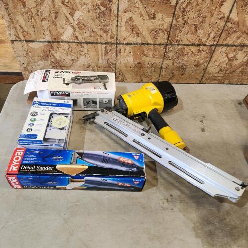 Rotozip, detail sander, timer, air framing nailer