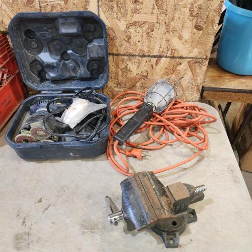 4.5" Vice, trouble light, sander