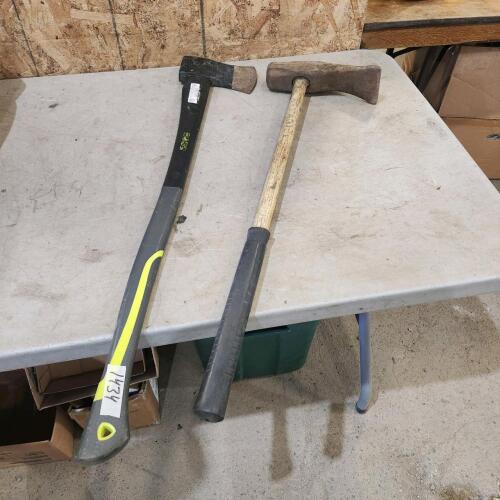 Fiberglass handled axe, railroad hammer