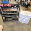 Plastic storage drawers, shelf, volleyball net