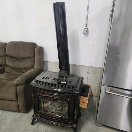 Gas fireplace w vent pipes