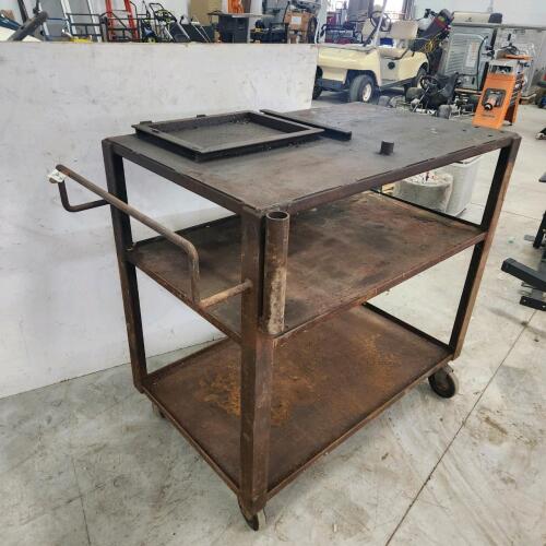 Rolling steel cart 40"L 24"W 40"H