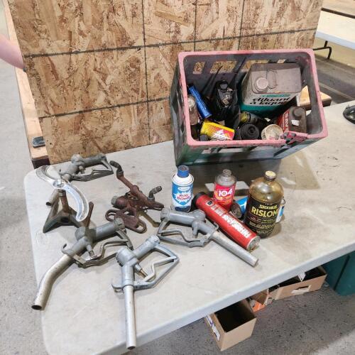Sprinklers, fuel nozzles, various part cans of lubricants