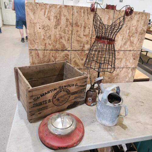 Wooden crate, etc.