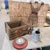 Wooden crate, etc.