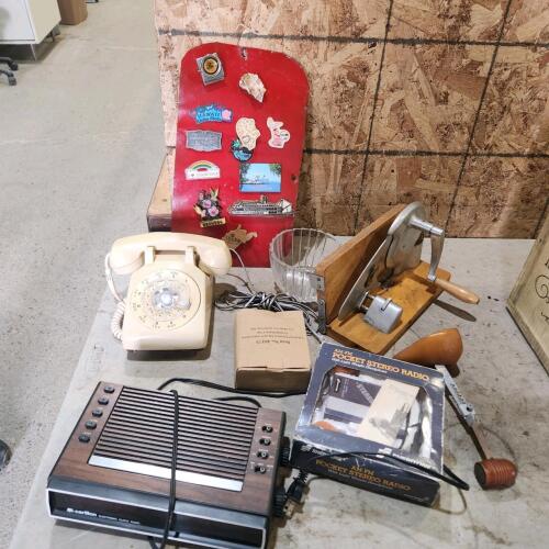 Telephone, clock radio, meat slicer, etc.