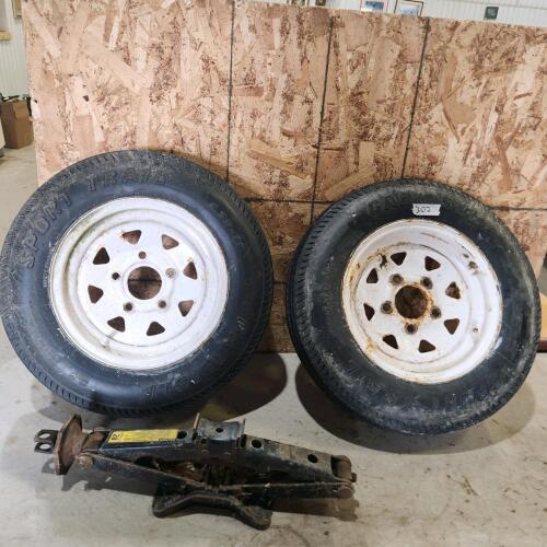 2 5.30-12 Trailer wheels, jack