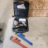 Air stapler & 2 pipe wrenches