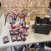 3 12" Charged fire extinguishers, USB car chargers