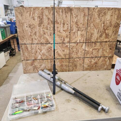 Fishing pole & tackle, alum bats