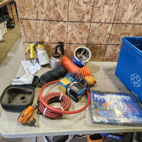 Air hoses, paint sprayer, air fittings