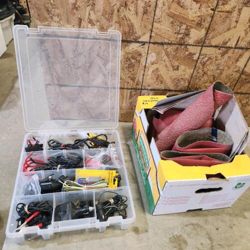 Various plugs & wires, sandpaper