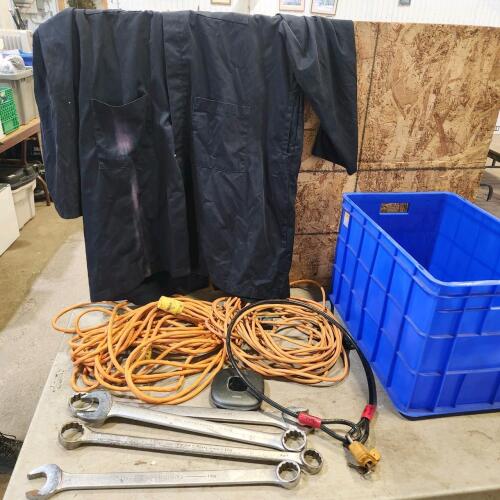 Ezt cords, large wrenches, welding coat, bike lock