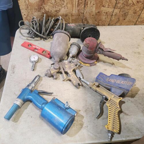 Sandblaster, polisher, paint sprayers, pop riveter