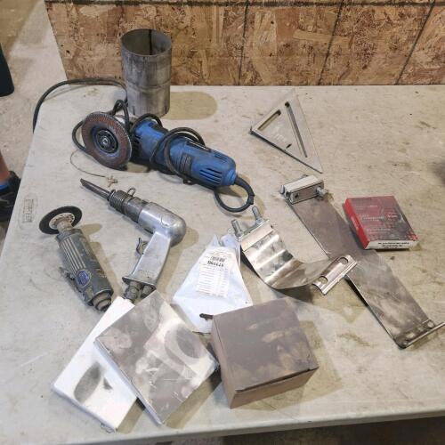 Grinder, air tools, clamps, etc.