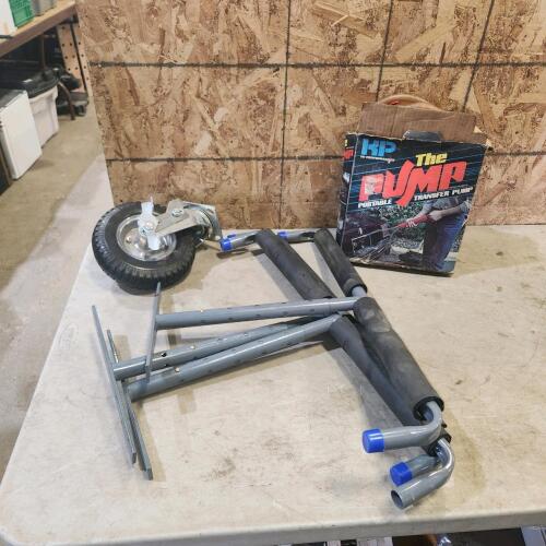 Swivel wheel, ceiling hooks, transfer pump