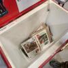 Plastic Coca-Cola cooler 25"W 16"D 36"H & memorabilia - 2