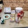 Lanterns, compost bin, etc.