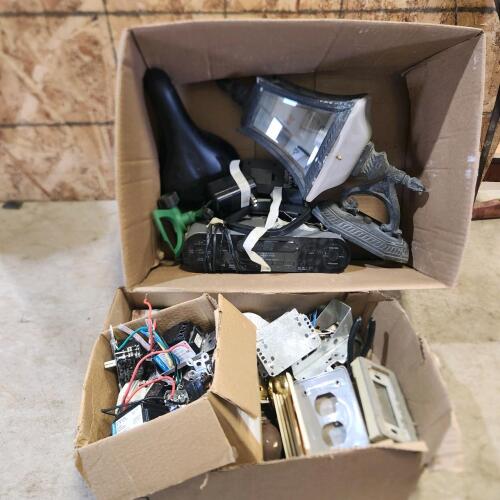 Alarm clock, bike seat, various electrical items