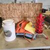 17" H Milk jug, life jackets, etc.