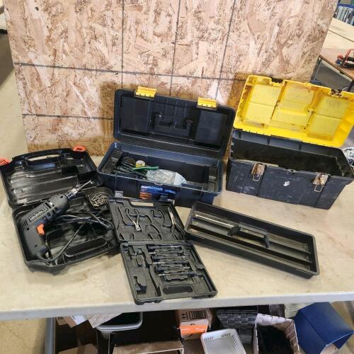 Toolboxes w various tools