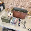 Ammo box, copper boiler 1 1/4" hitch, timer, etc.
