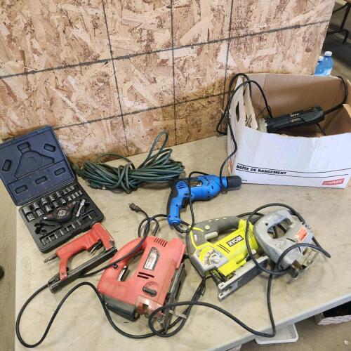 Jigsaws, drill, ext cord, etc.