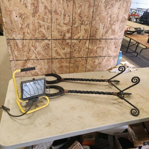 Work light, horse shoe rack
