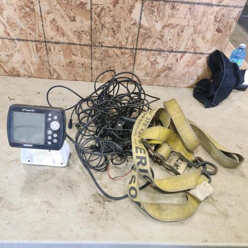 Garmin fish finder, ratchet strap