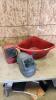 Horse water trough, 2 fixed shade welding helmets