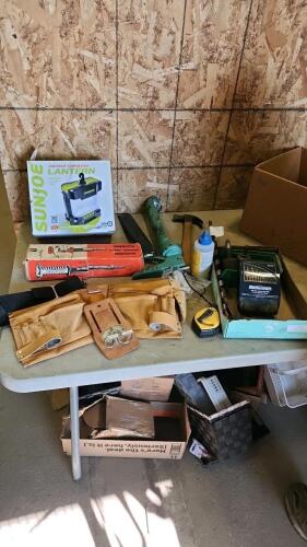Ramset, lantern no battery, drill chucks, etc