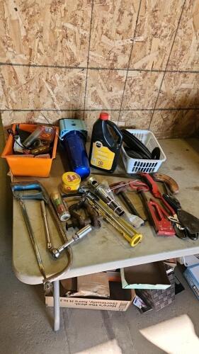 Water filter, drain cleaner, pressure washer nozzles, grinding discs, and various tools