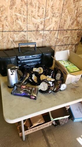 Stereo, hair clips, etc